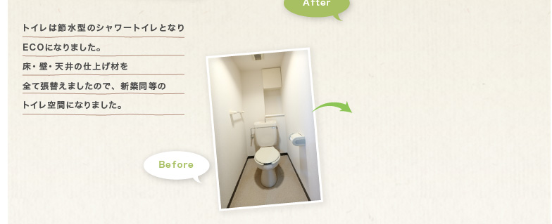 �g�C���͐ߐ��^�̃V�����[�g�C���ƂȂ�ECO�ɂȂ�܂����B���E�ǁE�V��̎d�グ�ނ�S�Ē��ւ��܂����̂ŁA�V�z�����̃g�C����ԂɂȂ�܂����B