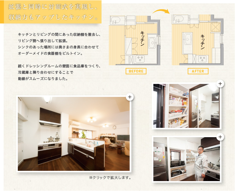 �g���Ɠ����ɑΖʎ����������A���[�͂��A�b�v�����L�b�`���B