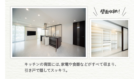 �L�b�`���̔w�ʂɂ́A�Ɠd��H��Ȃǂ����ׂĎ��܂�A�����˂ŉB���ăX�b�L���B